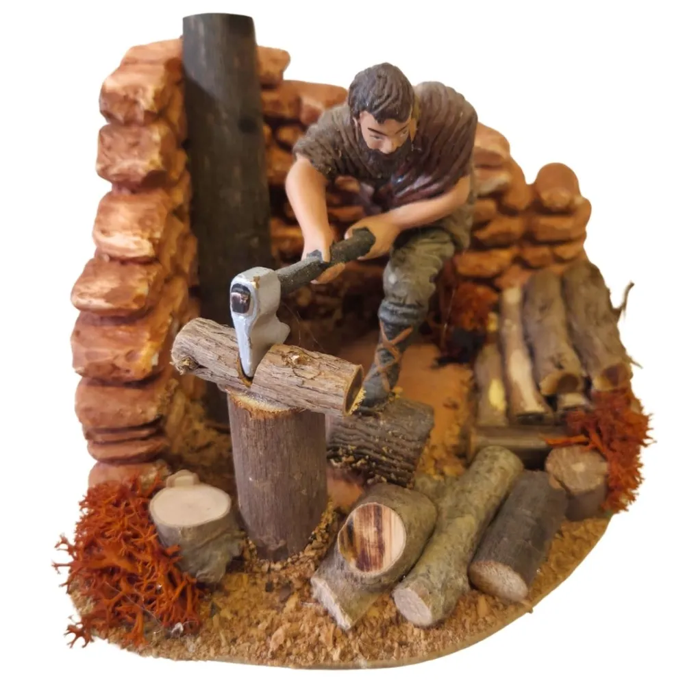 Boscaiolo Oliver con ambientazione 10 cm