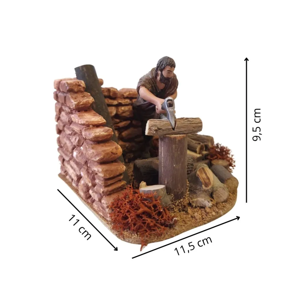 Oliver Woodcutter with Woodland Setting, 10 cm