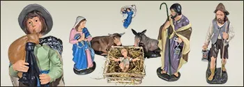 Static Plaster Nativity Scene Statues